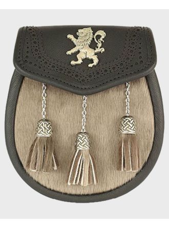 Traditional Leather Sporran With Chain Belt,Black Chain