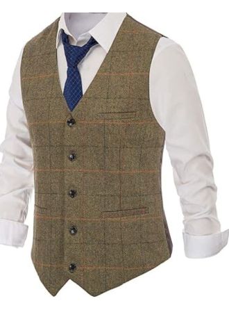 Men's Tweed Vest Premium Wool Waistcoat