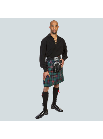 Scottish National Tartan Black Ghillie Shirt Casual Kilt Outfit | True Kilt