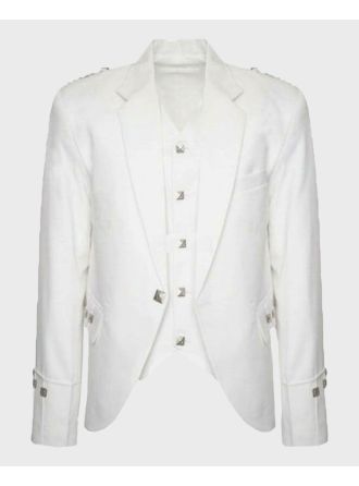 White Argyll Jacket & Vest Set Made To Measure