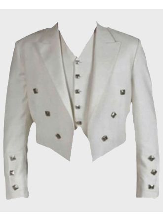 White Prince Charlie Jacket & Waistcoat Set For Men