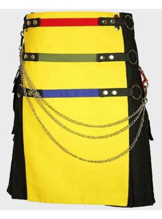 Yellow & Black Fashion Hybrid Utility Kilt