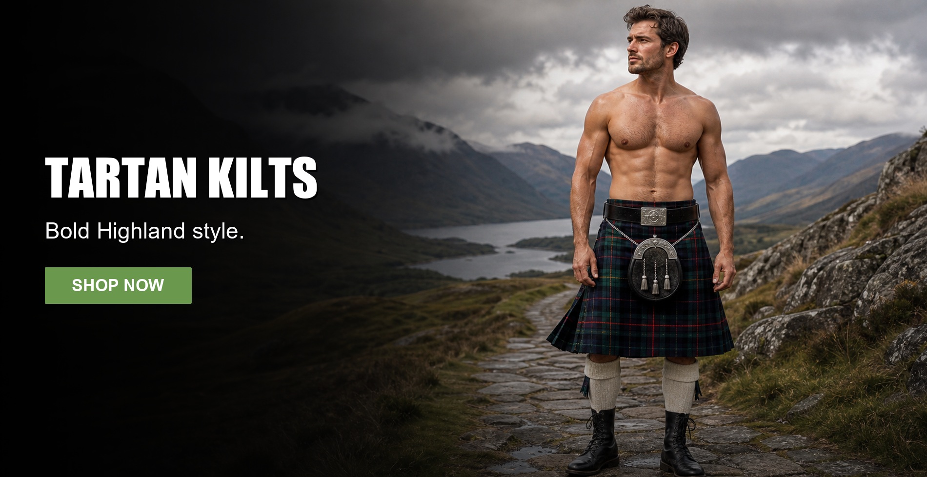 Authentic tartan kilts with Highland style