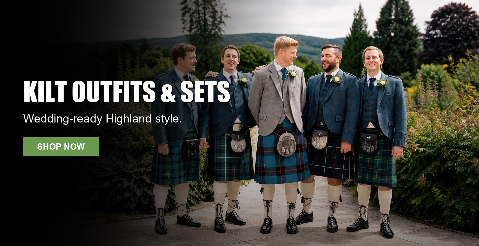 Wedding kilt outfits and Highland sets